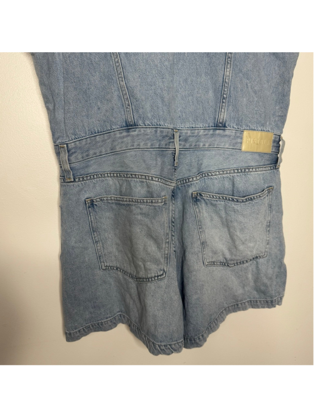 Pistola Denim Romper Shorts Jumpsuit Light Wash Belted Utility Size XXL - Picture 11 of 14